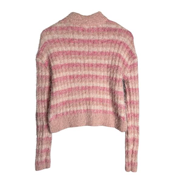 Y2K Candies Eyelash Sweater Womens Small Stretch Mock Neck Pink Striped Coquette - Picture 3 of 10